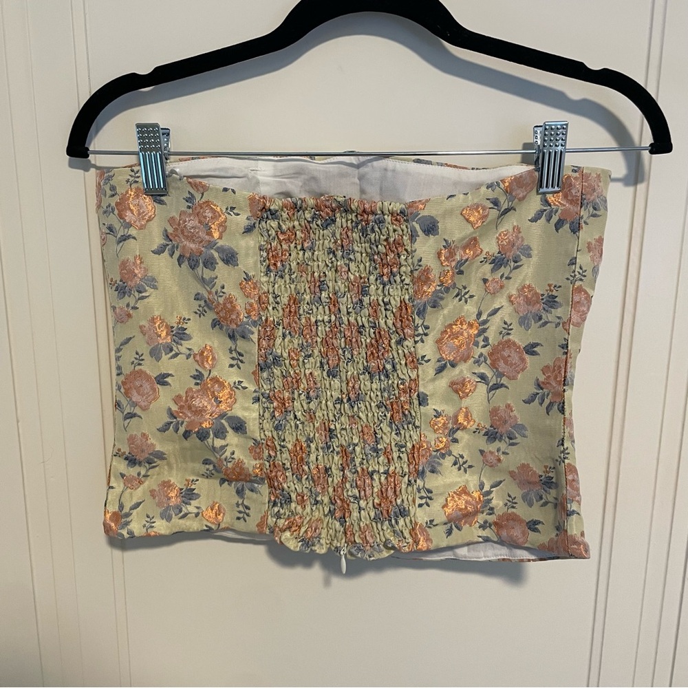 Reformation Giorgia Corset Floral Top in Butter‎ Yellow Size 6 - Picture 6 of 7